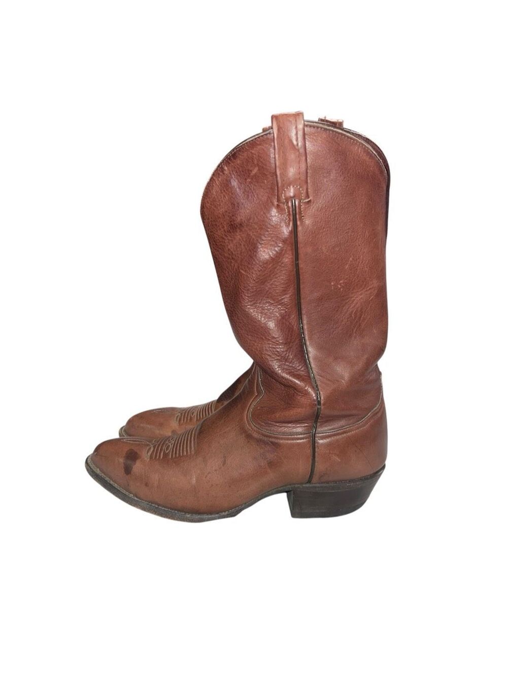 Tony Lama vintage #6150 Men's10 Brown SOFT Leather Round Toe Cowboy rodeo Boots